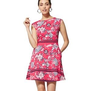 New York & Company Midi DressPink Floral Sleeveless Medium Cottagecore Soft Girl